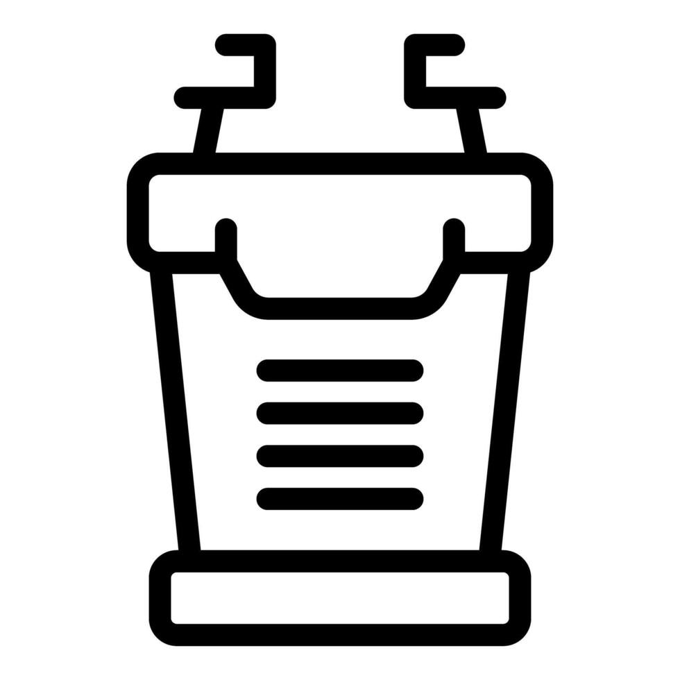 Tribune with microphones for conference or public speaking representing communication vector