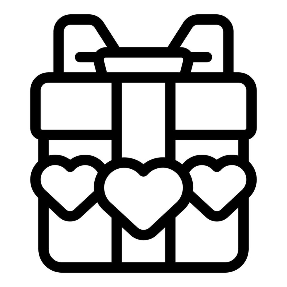 Gift box wrapped with ribbon and decorated with hearts showing love and affection vector