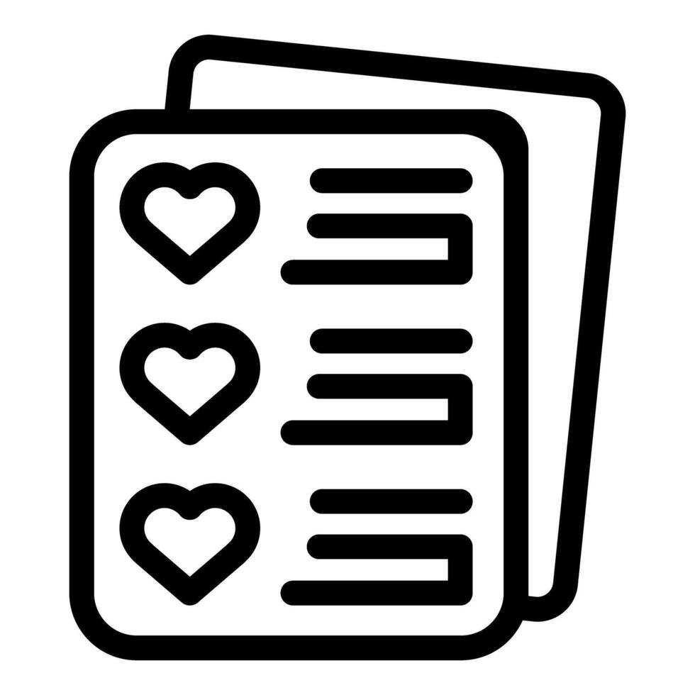 Wish list with hearts representing desired items vector