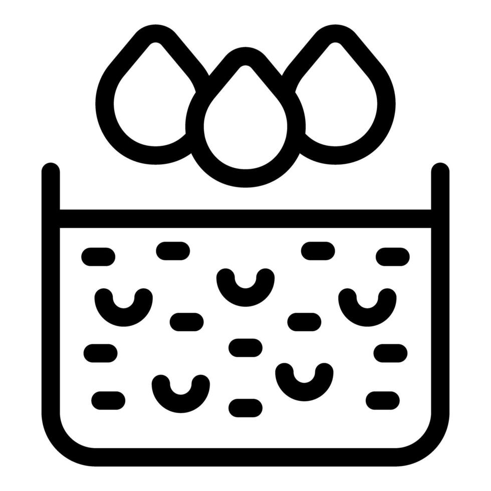 Water droplets falling into container with soil for plant growth vector