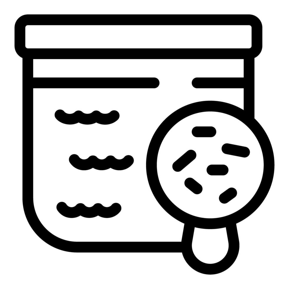Magnifying glass detecting bacteria in petri dish icon vector
