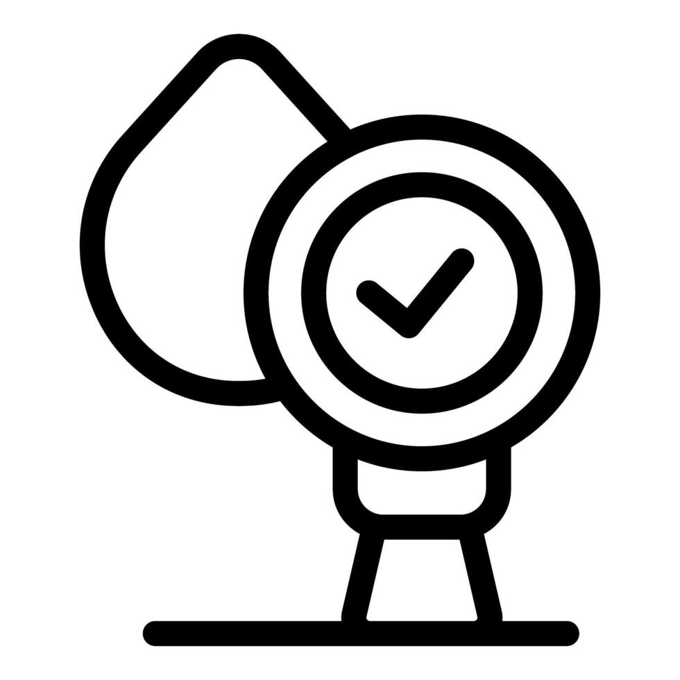 Water quality check with drop and check mark icon vector