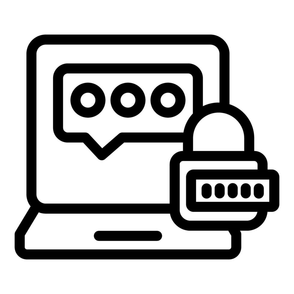 Laptop showing chat bubble with password protected secure messaging vector