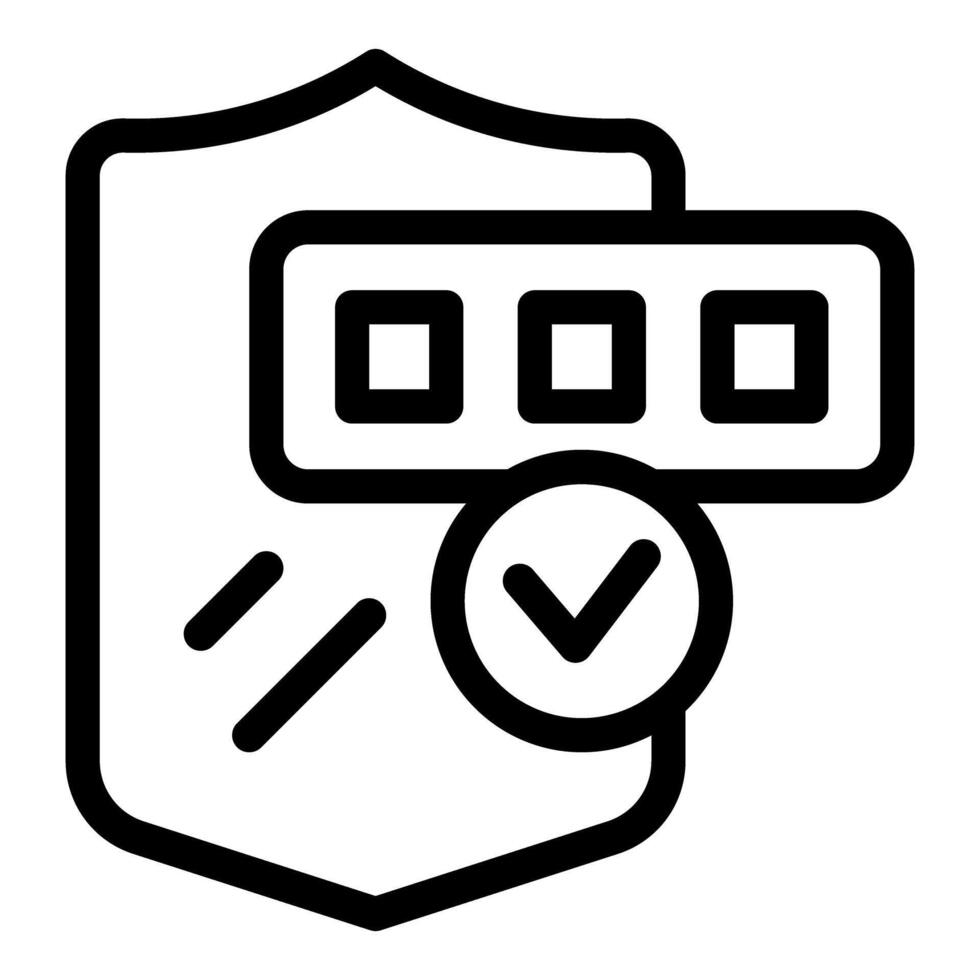 Shield protecting password with check mark icon for security access vector