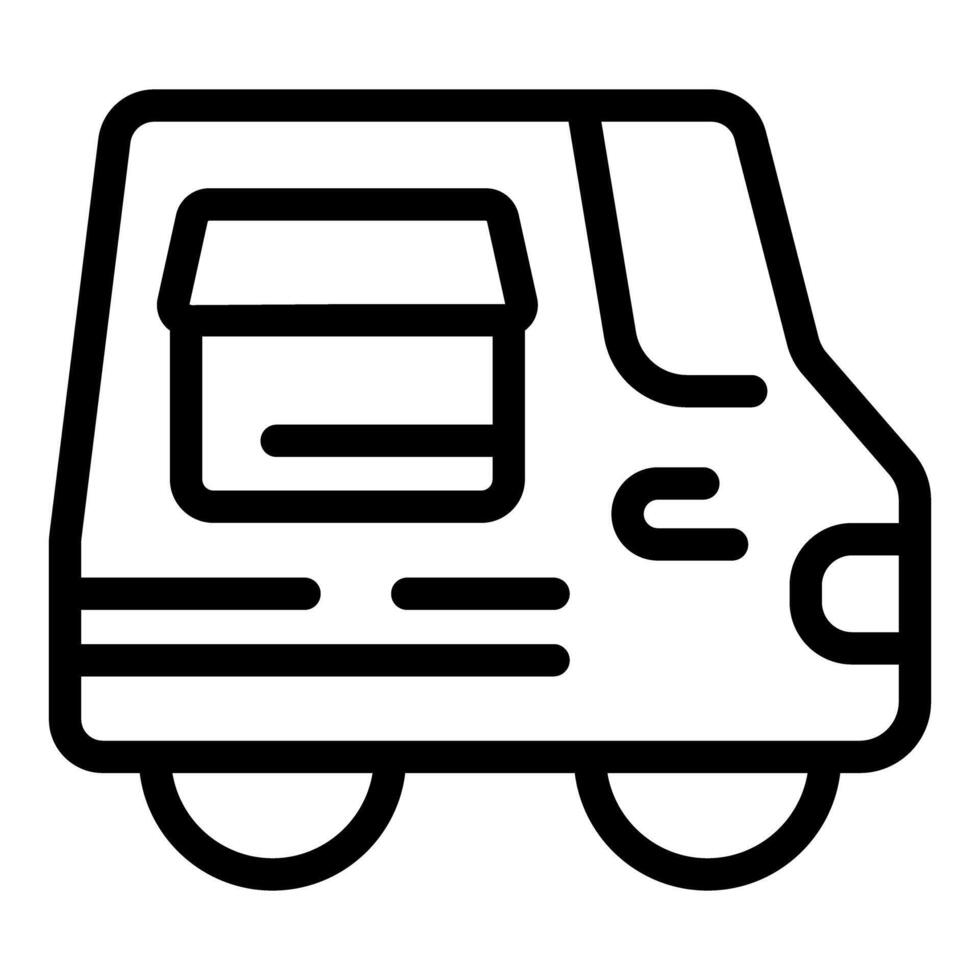 Delivery truck delivering a package line icon, delivery service symbol vector