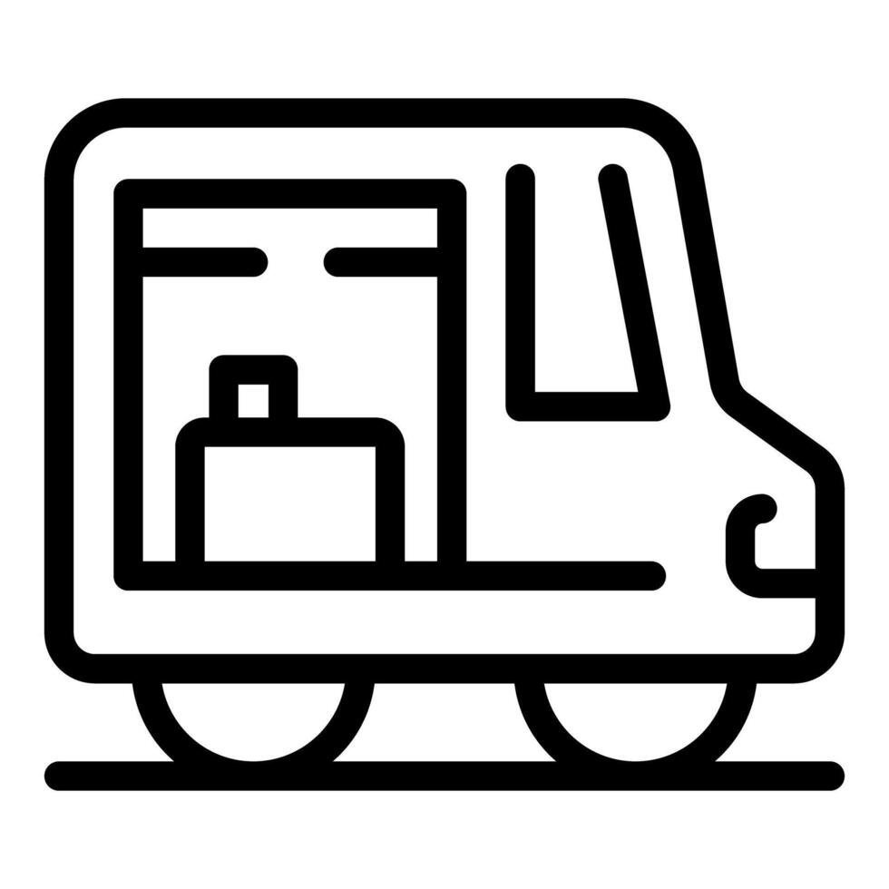 Delivery van carrying a package icon showing fast shipping vector