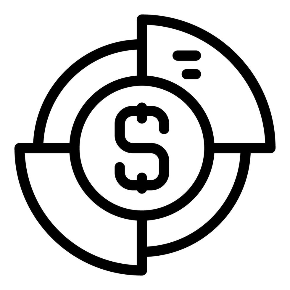 Round diagram dividing money into sectors for financial analysis vector