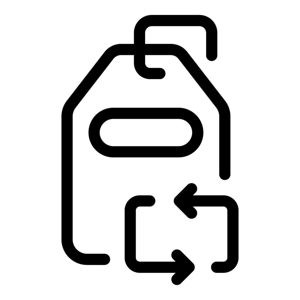 Reusable tag with hanging loop and recycling symbol for sustainable packaging vector