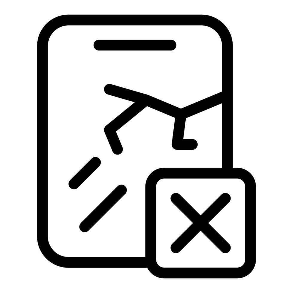 Broken smartphone screen showing cross sign for repair concept vector