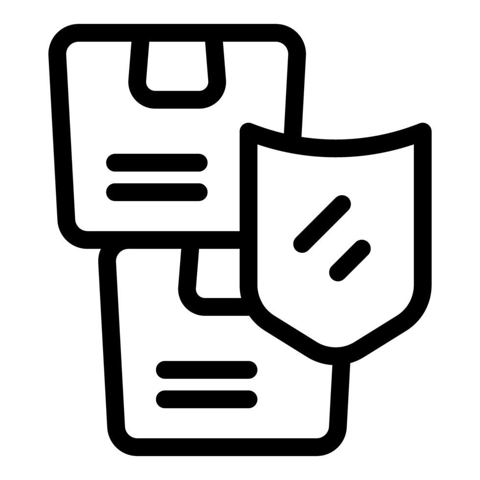 Shield protecting parcel package delivering shipping insurance concept icon vector