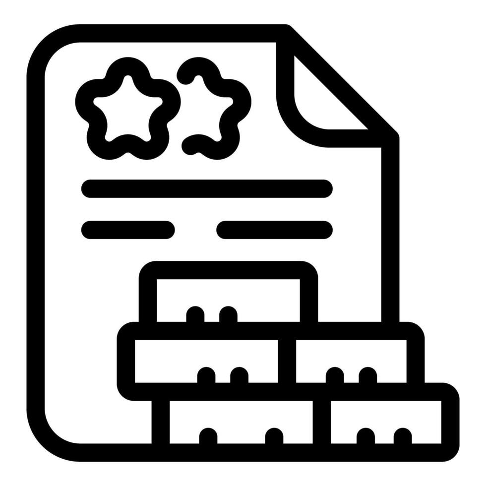 Document with stars representing a high customer review rating for a product or service vector
