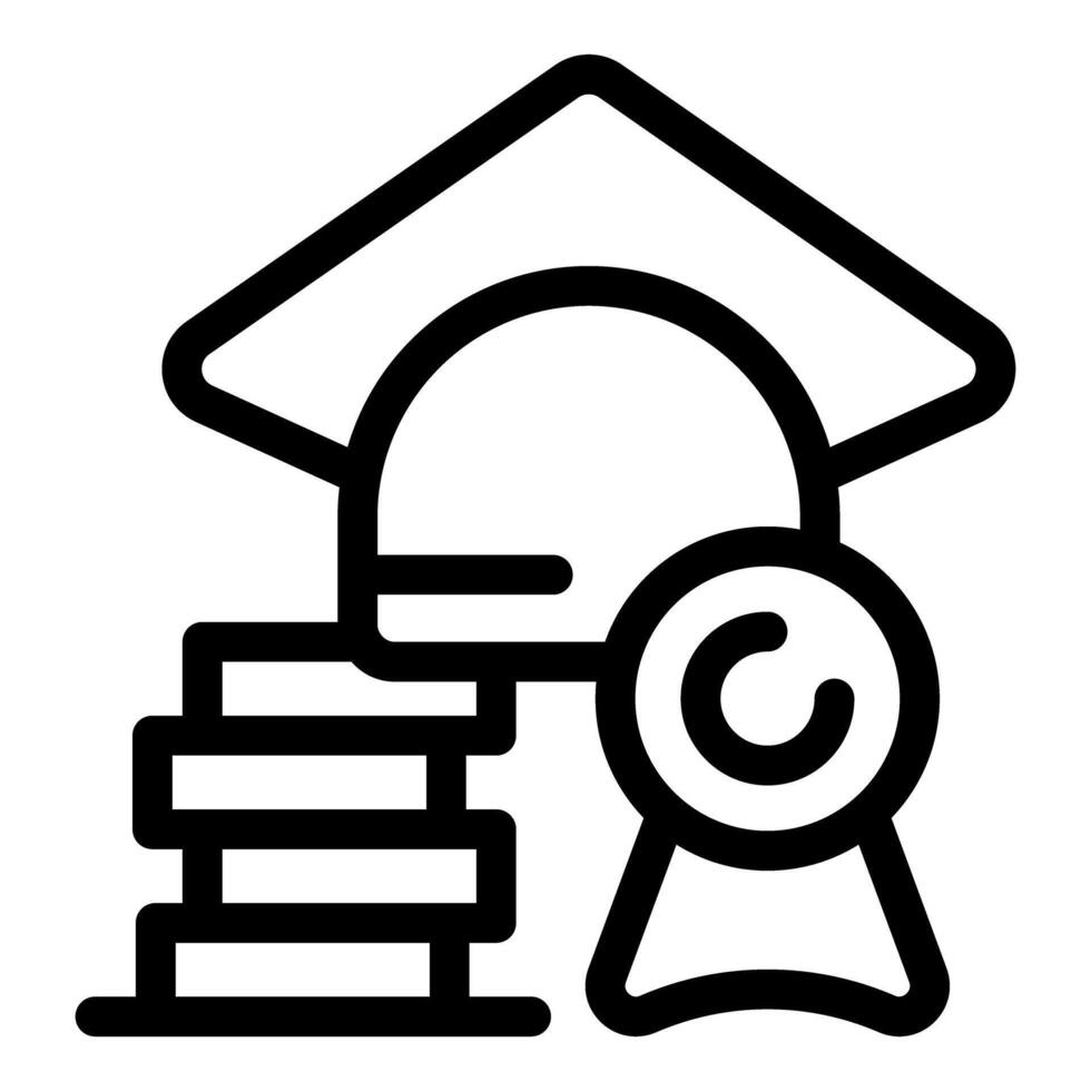 Graduation hat representing successful completion of studies with books and award ribbon vector