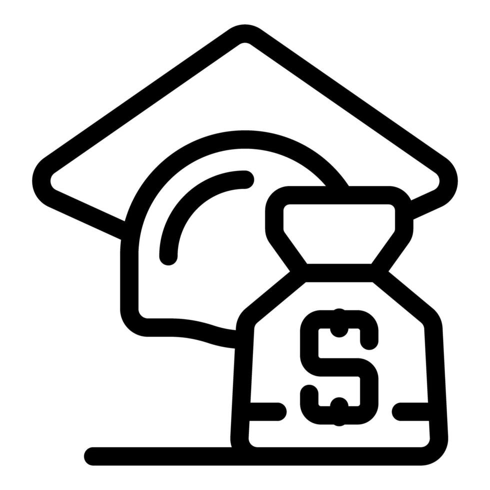 Graduation cap and money bag icon representing tuition fee vector