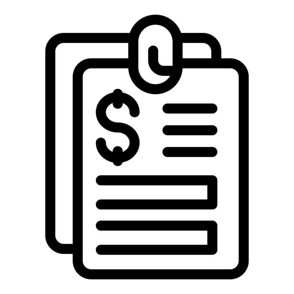 Paperclip holding financial documents with dollar sign representing invoices vector
