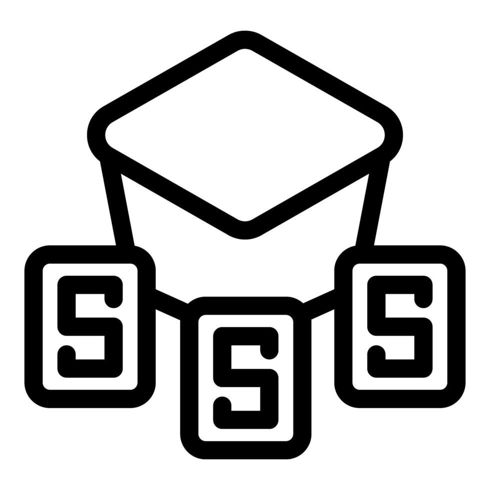 Blockchain network connecting multiple devices with letter s symbol vector