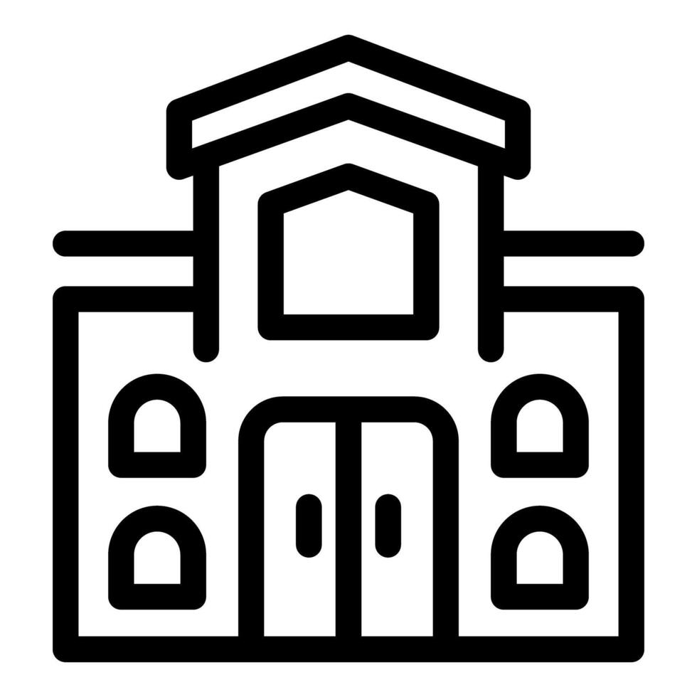Building with large double door entrance icon vector