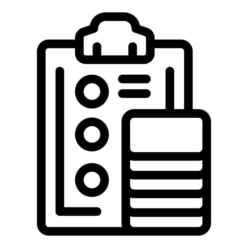 Security guard using walkie talkie checking checklist on clipboard vector