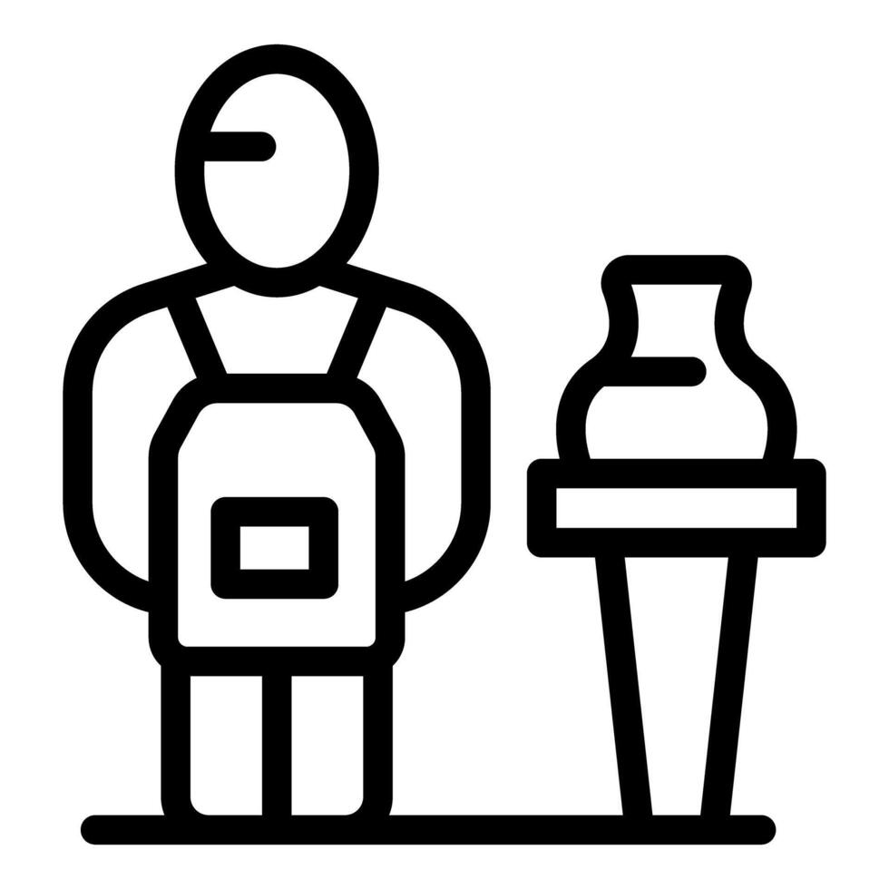 Potter creating ceramics in pottery workshop vector