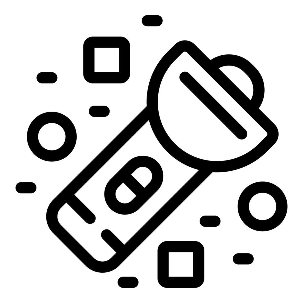 Pocket flashlight shining bright light beam in darkness vector
