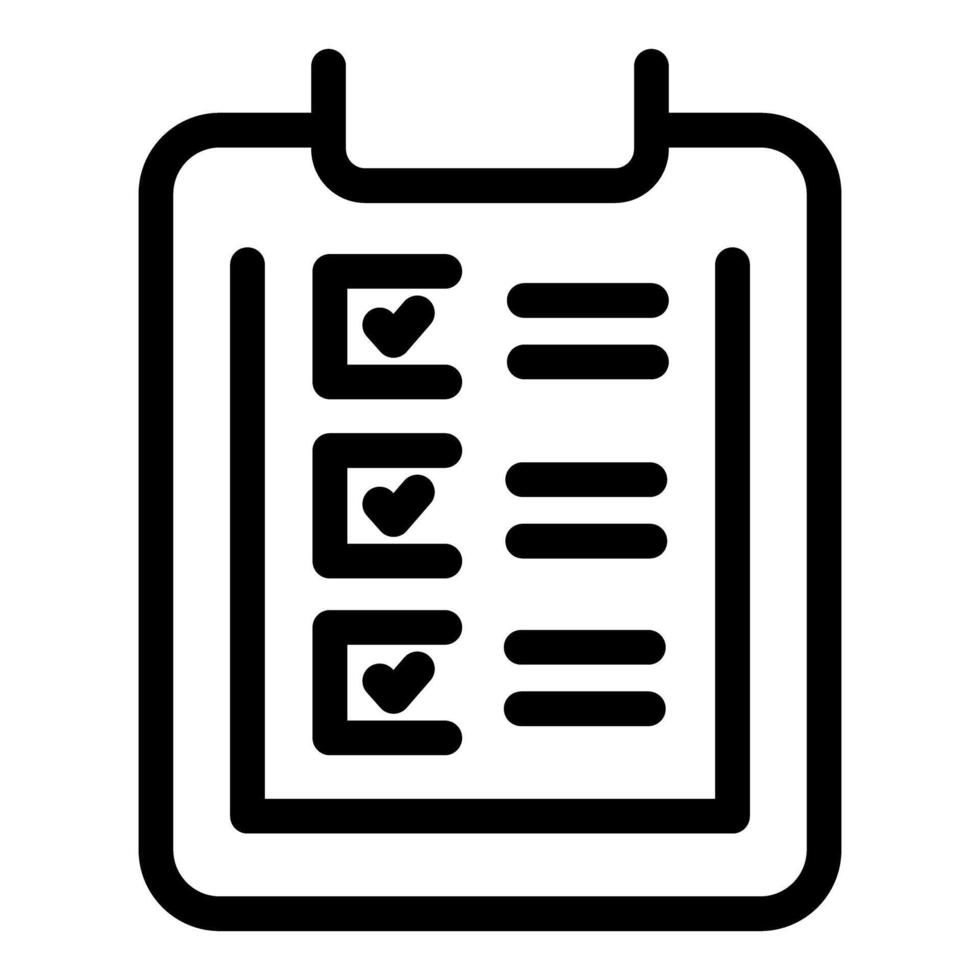 Clipboard showing completed checklist icon with check marks vector