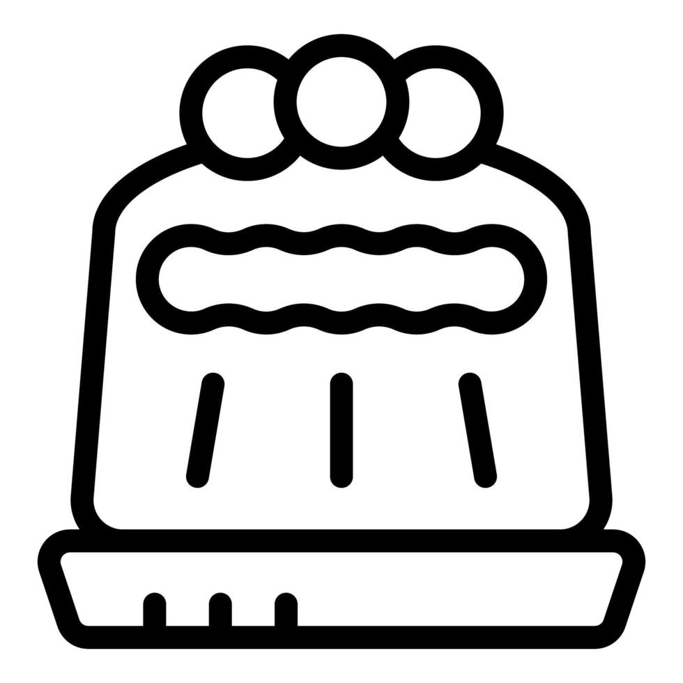 Delicious pudding with three chocolate balls on top in line art style vector