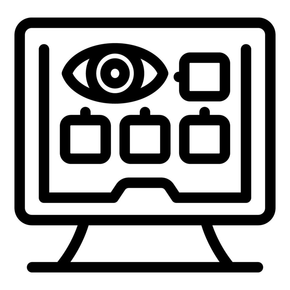 Online eye test showing different optometry charts on computer screen vector