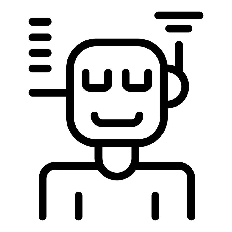 Smiling robot receiving data and waving with antenna vector