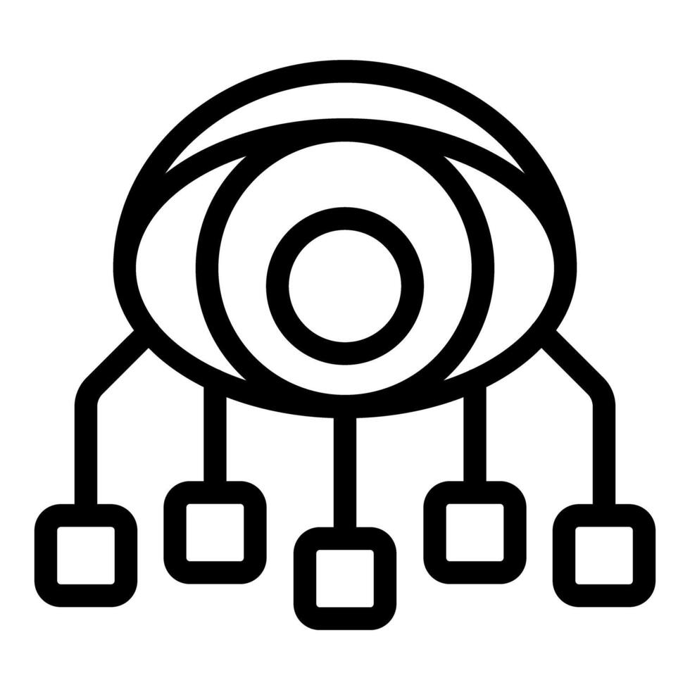 Eye watching network data flow with connected blocks vector