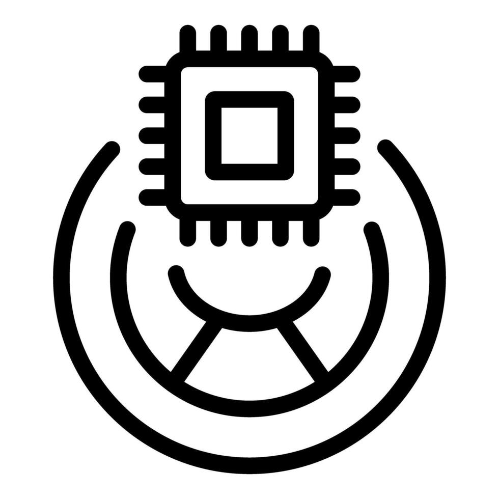 Microchip connecting to wireless network icon vector