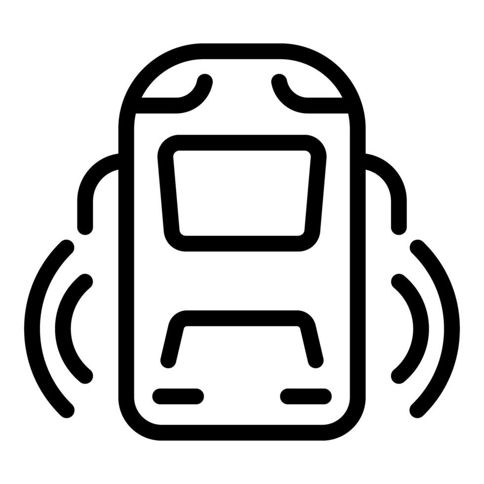 Autonomous self driving bus detecting objects using sensors icon vector