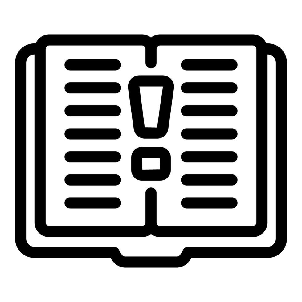 Open book icon with exclamation mark emphasizing important information vector