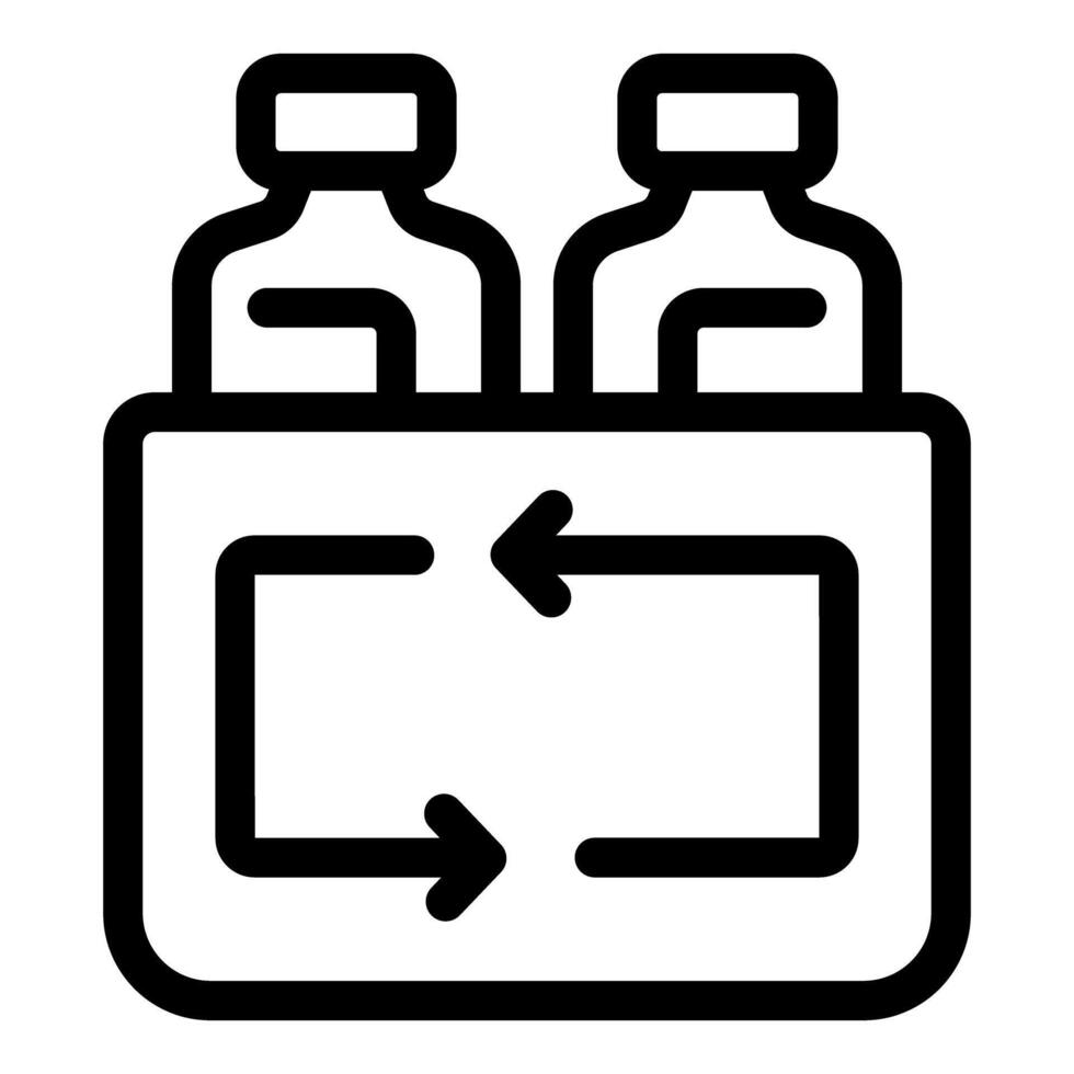 Recycling machine accepting two glass bottles vector