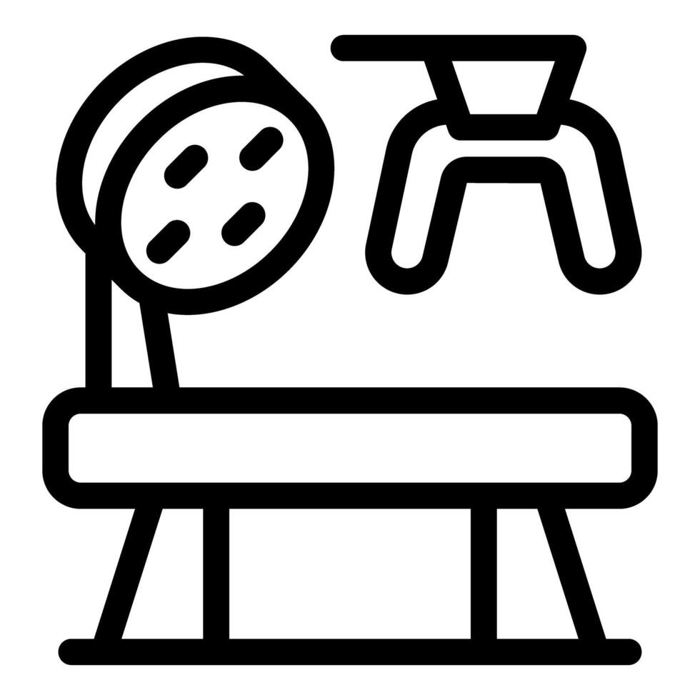 Professional medical examination couch with lamp and stirrups icon vector