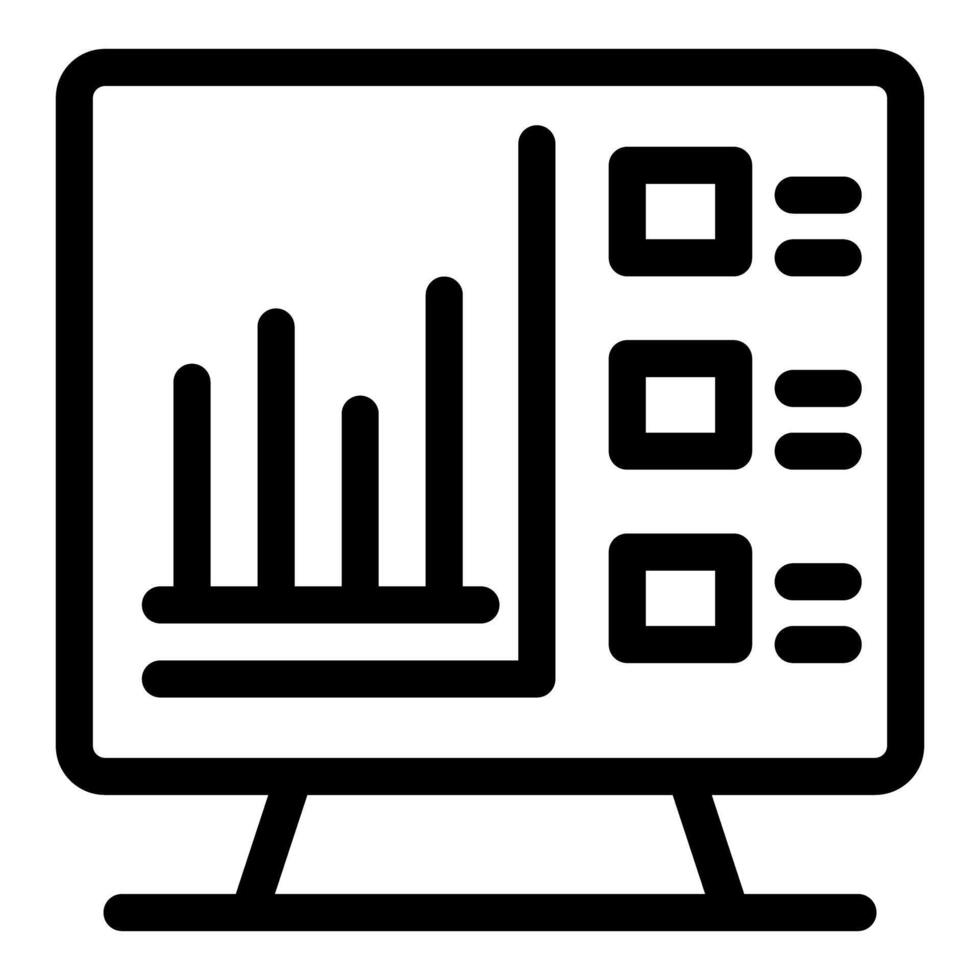 Computer is showing a growing bar chart for business analysis vector