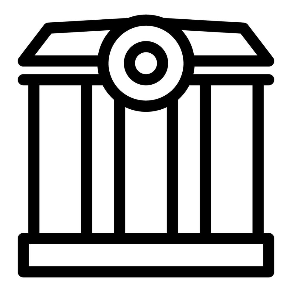 Simple black and white bank building icon with round window vector