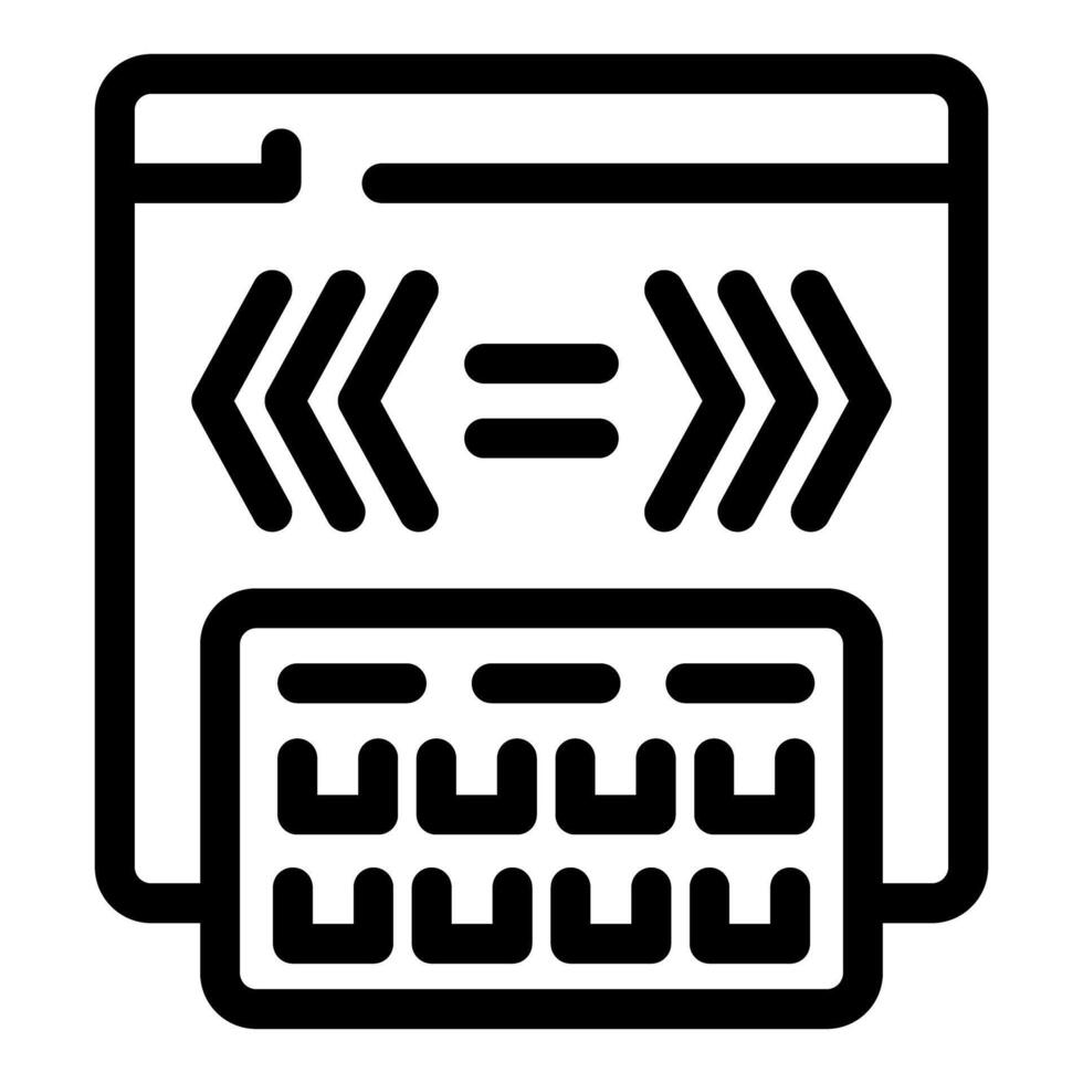 Web developer writing code using keyboard and computer vector