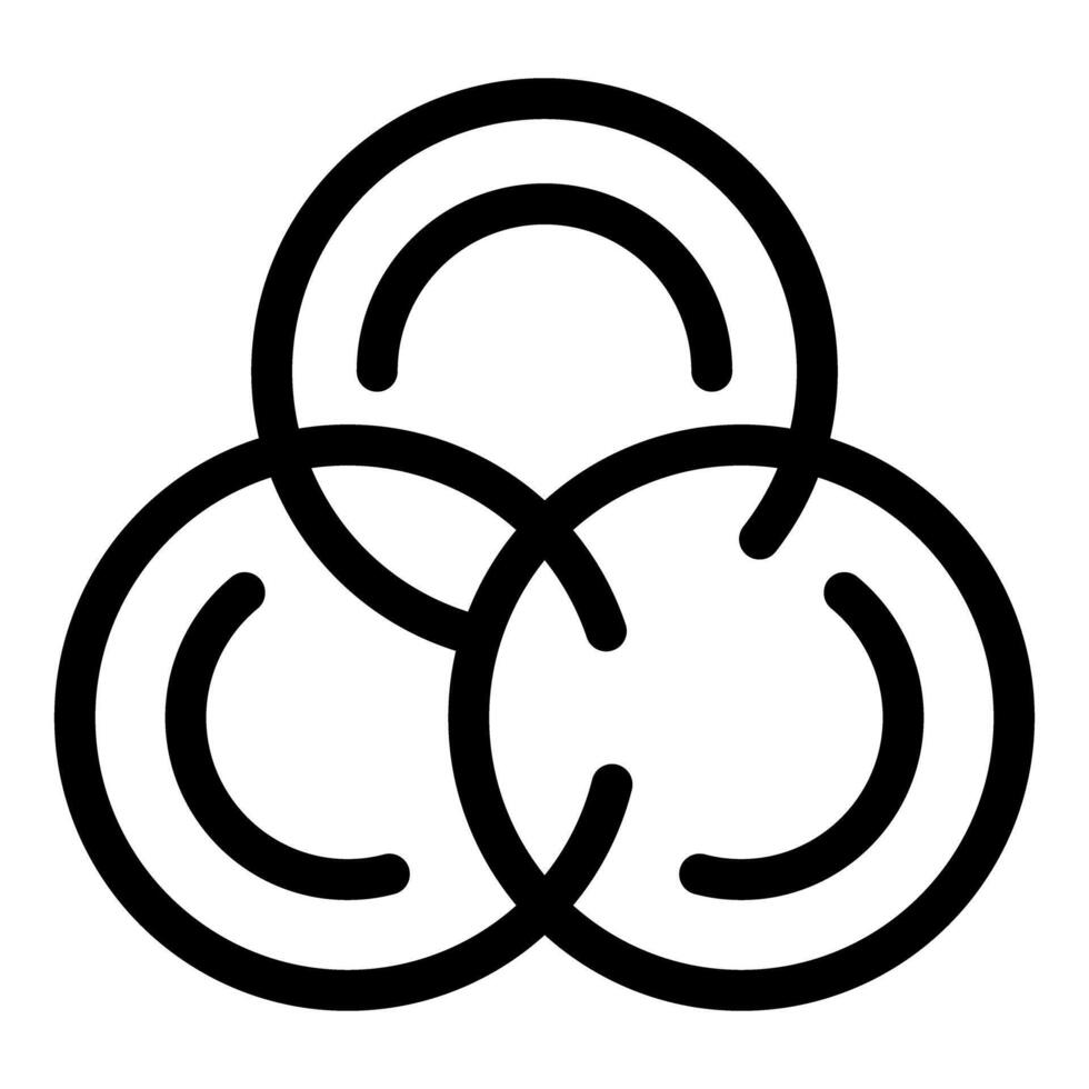 Three interlocking circles forming abstract shape icon vector