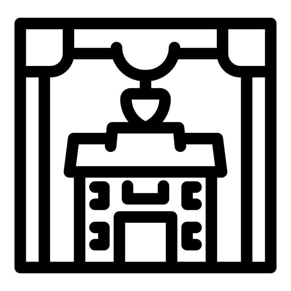 Crane lifting house during home moving process vector