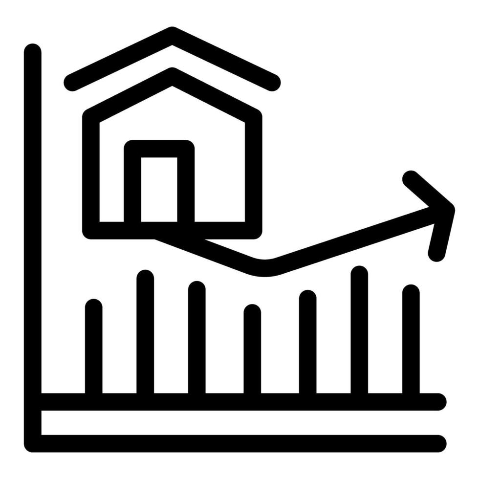 House price increasing shown on chart with upward arrow vector