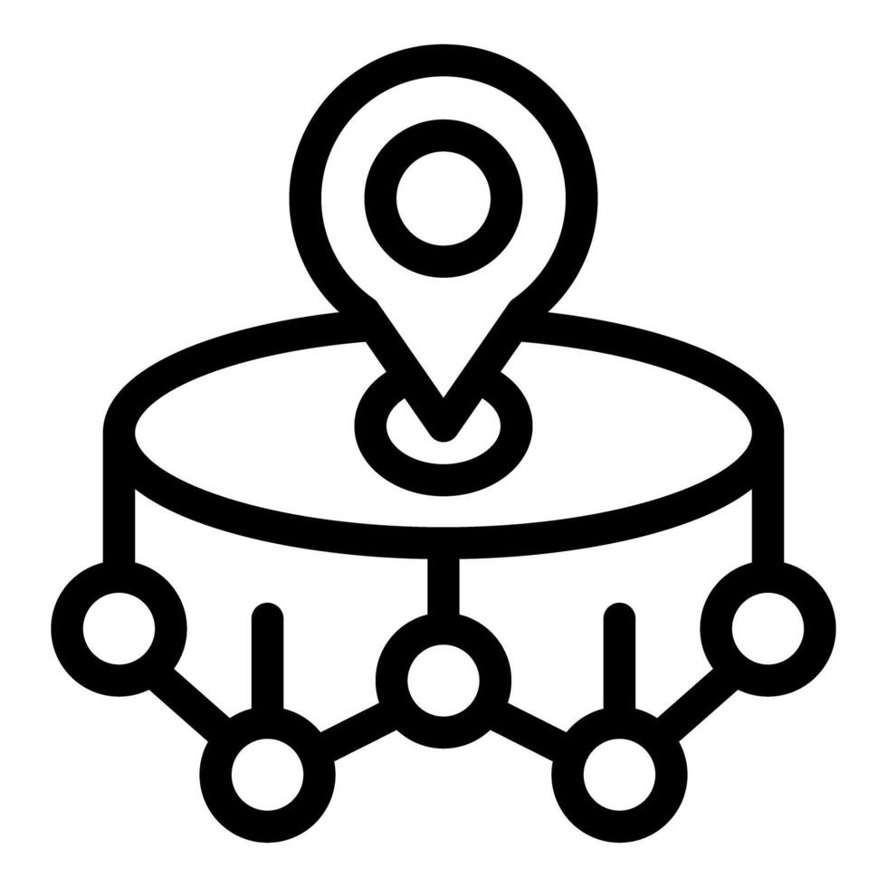 Location pin showing network connectivity on a circular platform vector