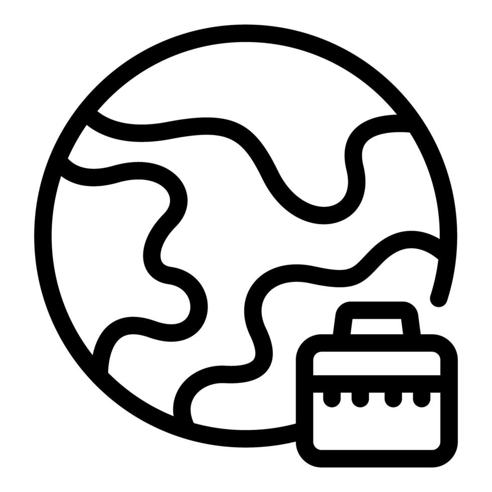 Suitcase standing next to planet earth for global business trip concept vector