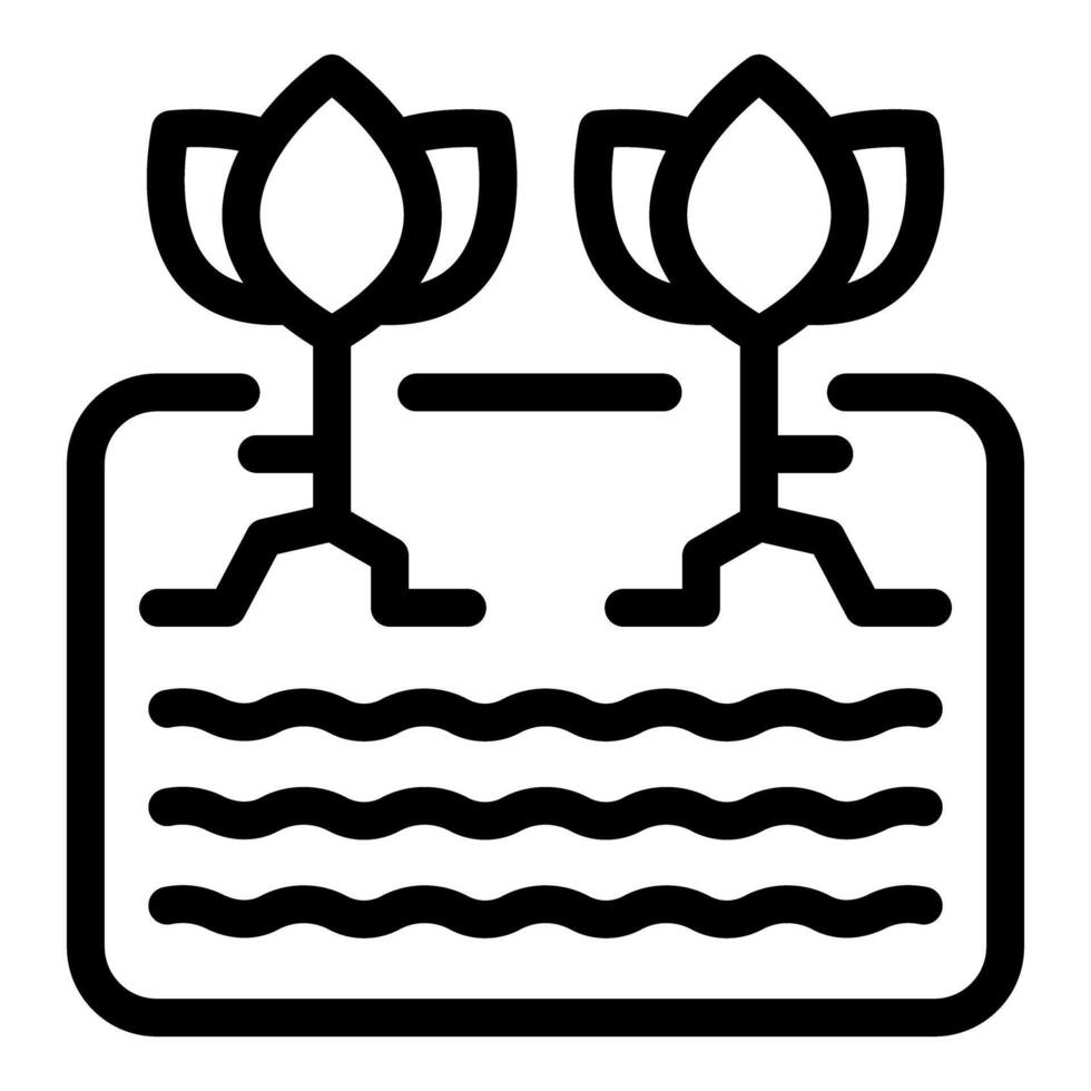 Hydroponic system growing plants without soil icon vector
