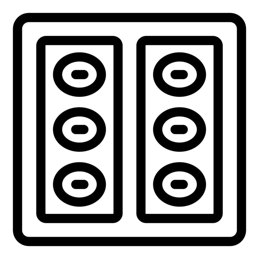 Electrical panel with six sockets showing power supply vector
