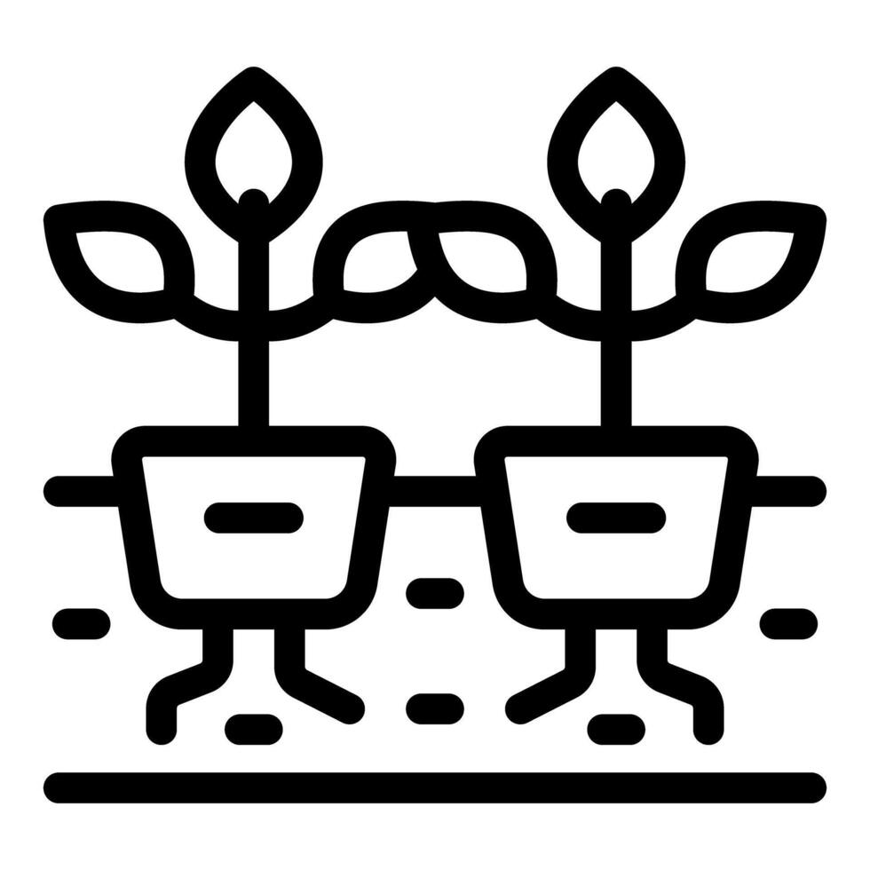 Smart farming technology icon with plants growing in pots vector
