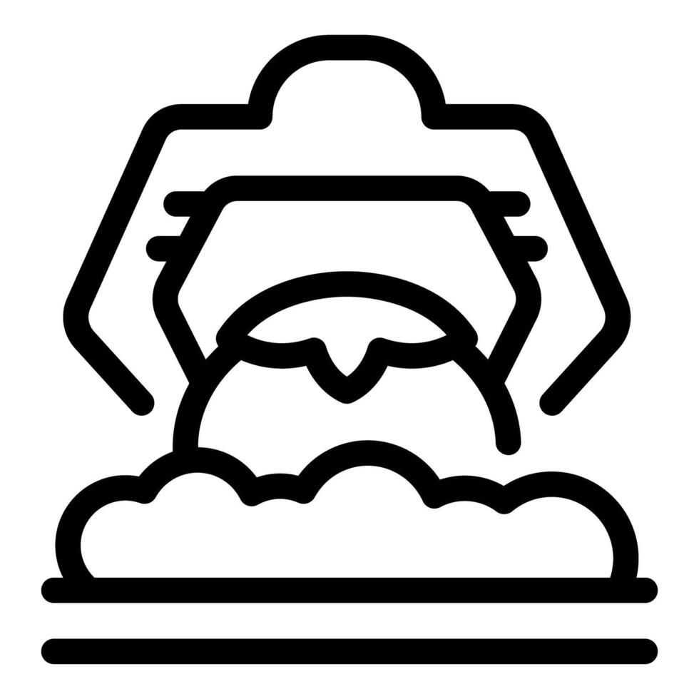 Excavator digging soil on construction site icon vector