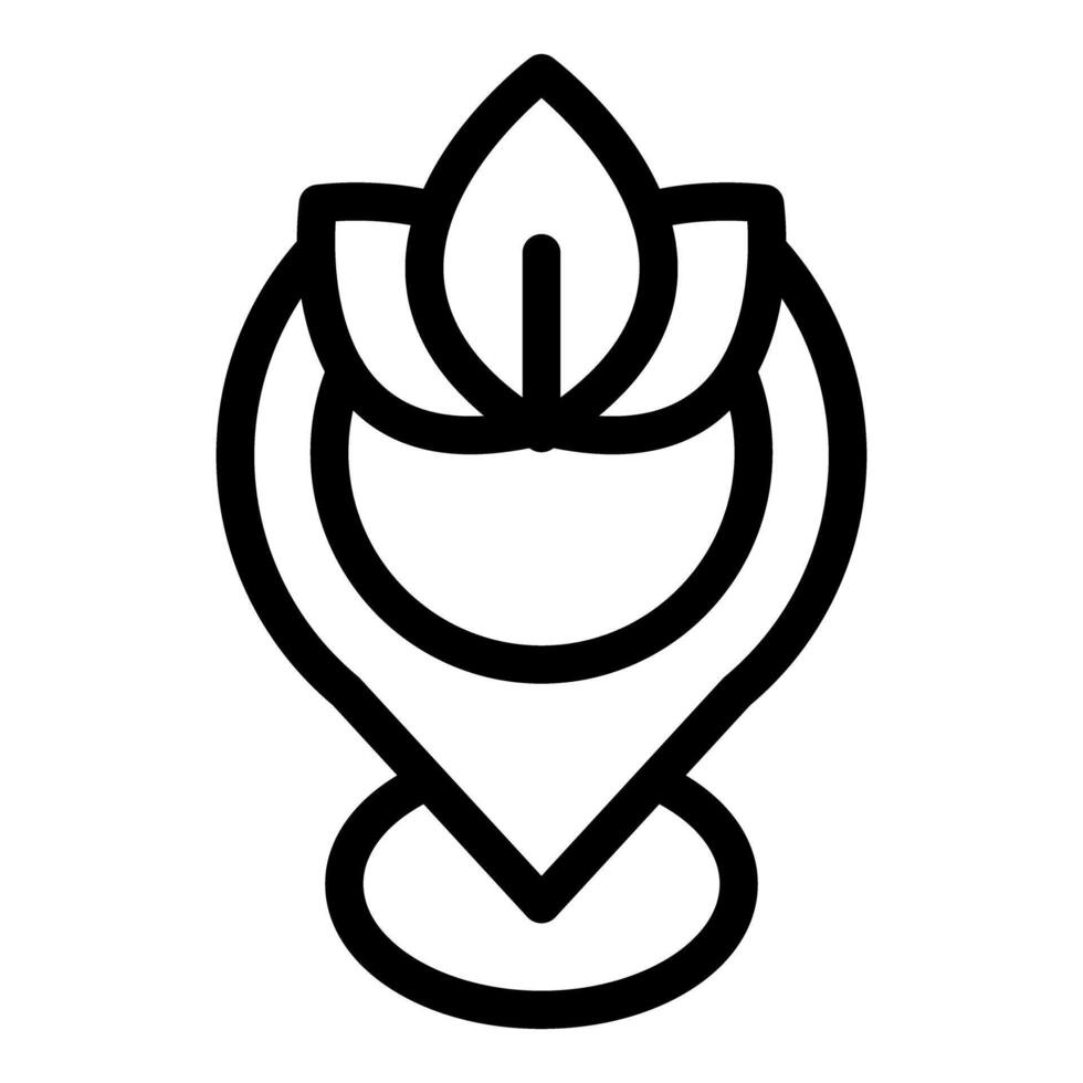 Location pin pointing green place with leaves growing inside for eco friendly destination vector