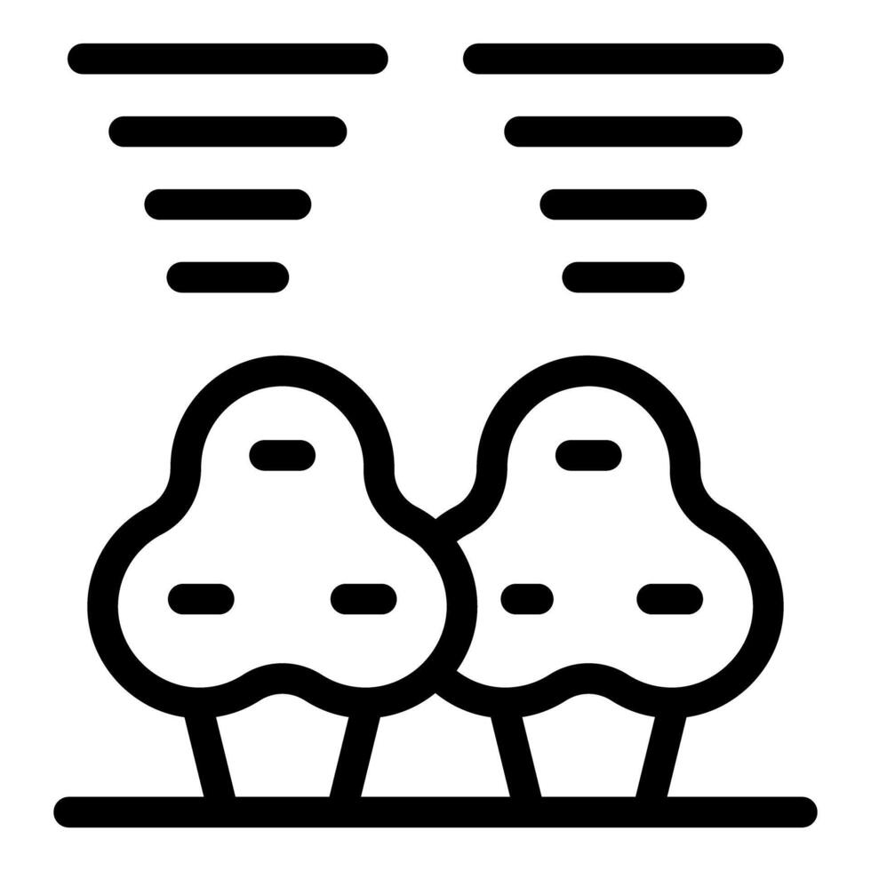 Tornado approaching trees icon, storm destroying forest symbol vector