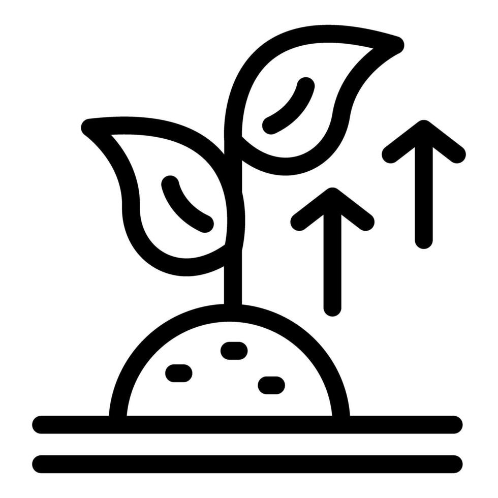 Plant growing from ground with up arrows showing growth rate vector