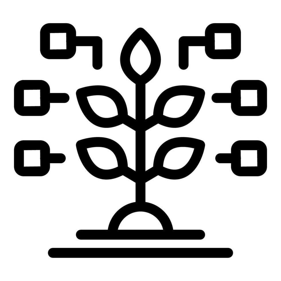 Plant growing with connected blocks symbolizing decentralized storage vector