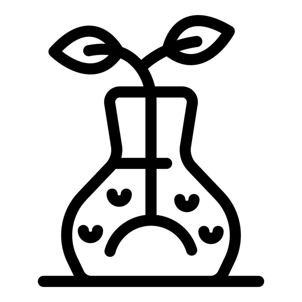 Lab experiment growing new plant species inside glass flask vector